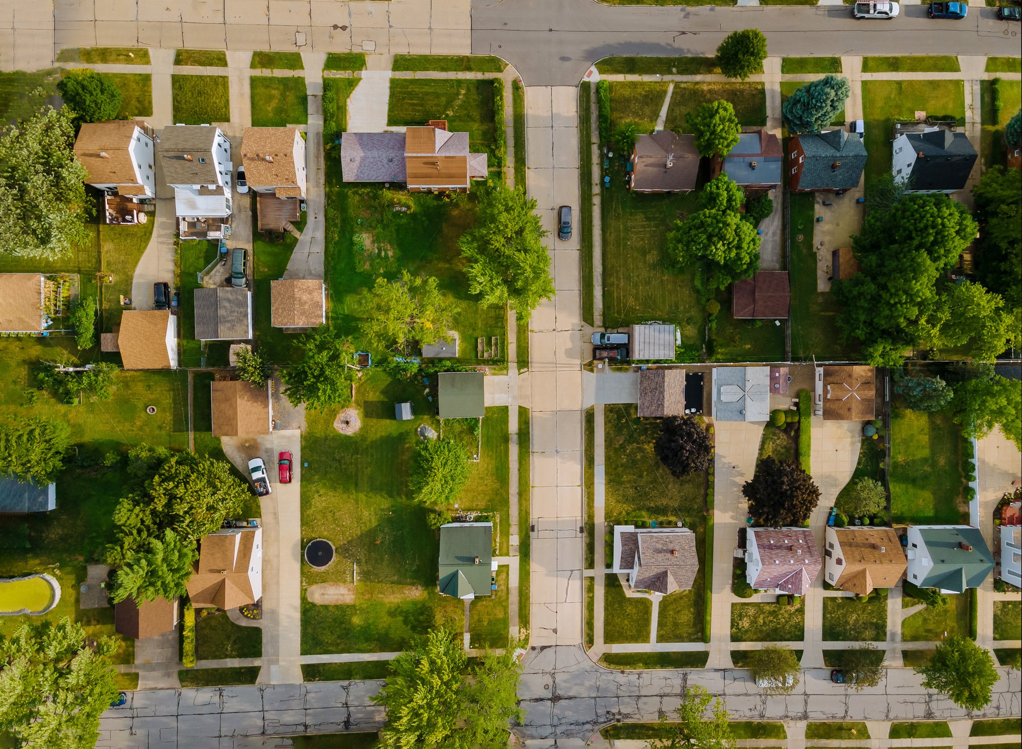 Aerial View of Small Town Houses 